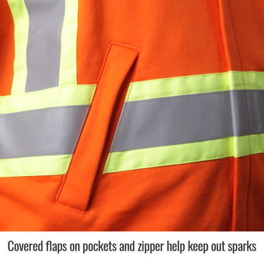 Black Stallion FR Orange Zip up Hooded Sweatshirt JF1332-OR